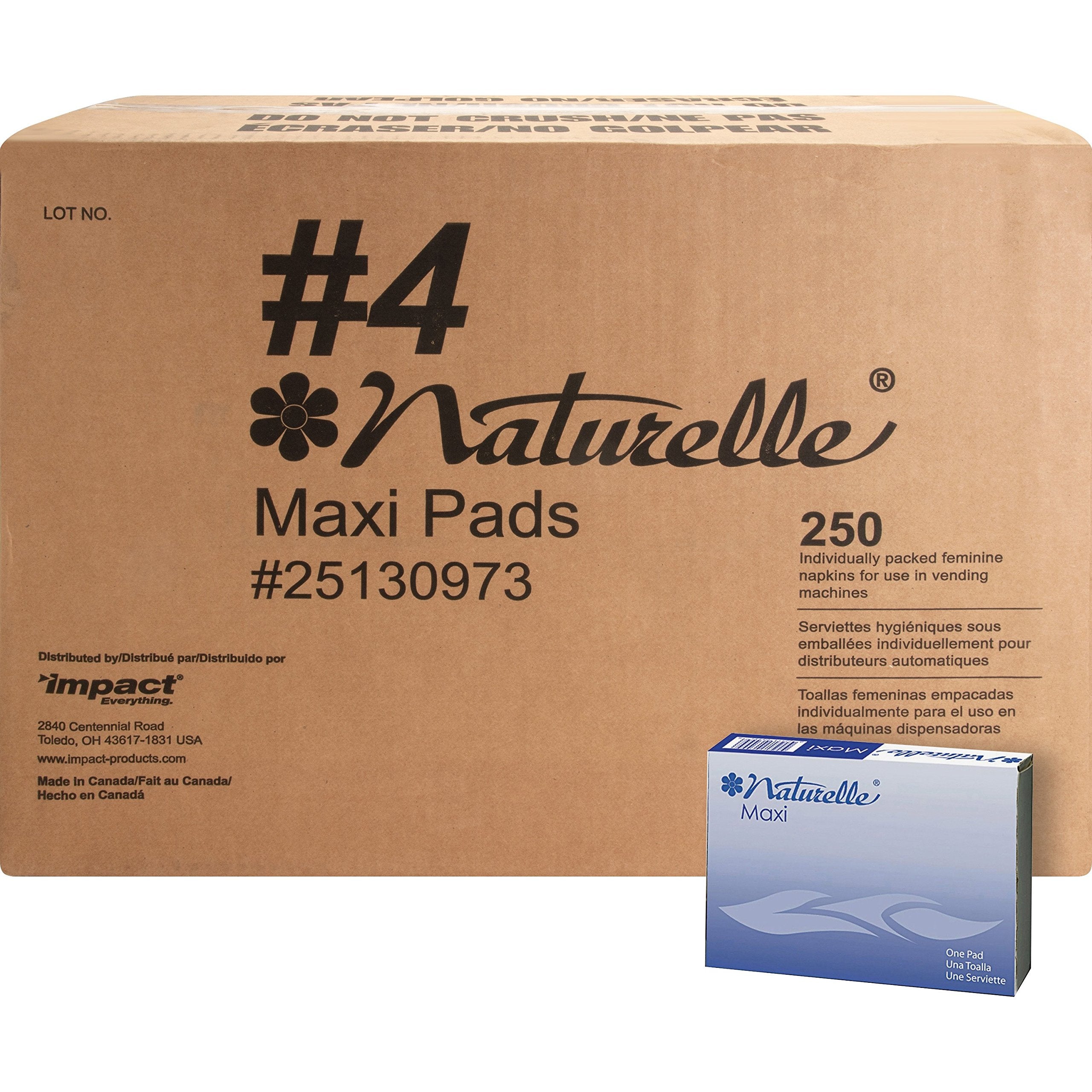 Impact Products 25130973 Maxi Pads, Naturelle, Regular, Vendor Refills, WE